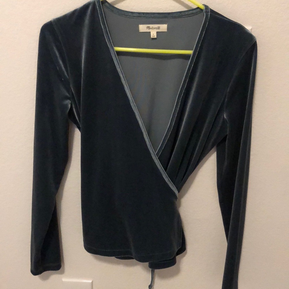 Small Madewell Velvet Wrap Shirt
